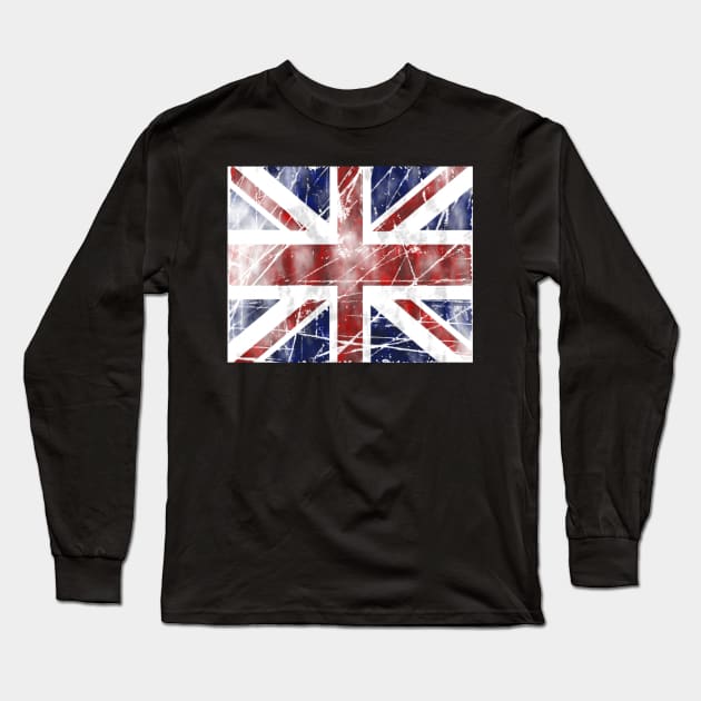 United Kingdom British Flag Scratch Long Sleeve T-Shirt by KendalynBirdsong